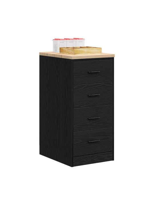 Ντουλάπι Γραφείου από Μασίφ Ξύλο Μαύρο 40x51x85cm