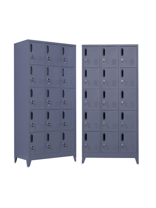Spind Metallisch mit 15 Schränke Anthracite Checkmate 90x45x190cm
