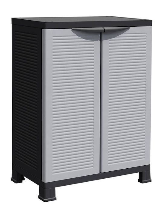 Zweiflügeliger Schrank Kunststoff mit 2 Regale Grey 68x39x92cm