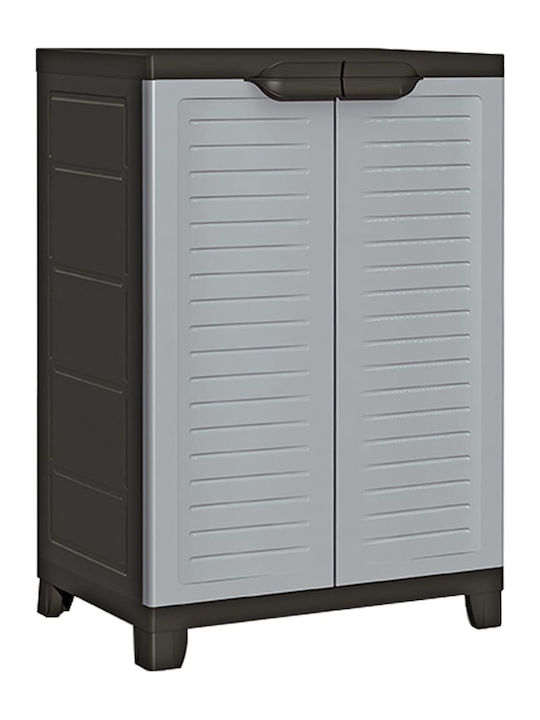 Double Door Wardrobe Plastic with 2 Shelves Grey 65x45x97cm