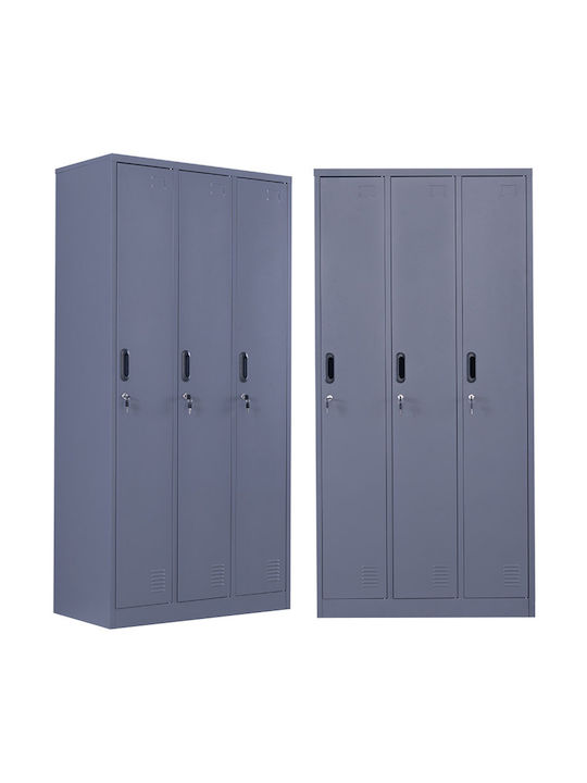 Metallischer Galvanisierter Außenschrank mit Verriegelungsfunktion mit 3 Türen Anthrazit Matt Ohne Füße 90x45x185cm