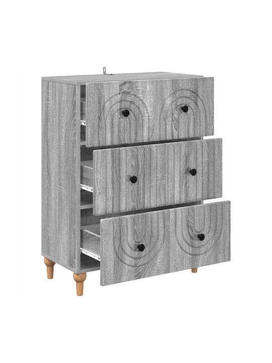Kommode Schlafzimmer Holz mit 3 Schubladen Grau Sonoma 66x34.5x90cm