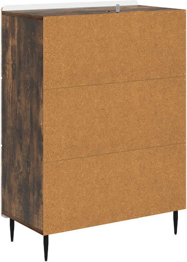 Wooden Bedroom Chest of Drawers with 3 Drawers Smoked Oak 66x34.5x92cm
