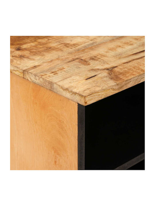 Chest of Drawers Bedroom Solid Wood & Metal Brown 80x33.5x46cm