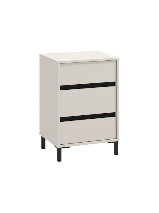 Κομοδίνο Marron No3f Ξύλινο Μαύρο 48x40x71cm