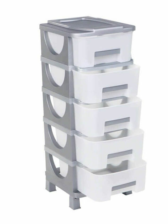 Homeplast Ούμα Sertar Din Plastic Cu Capacitate 5 Argintiu 42x38x95cm