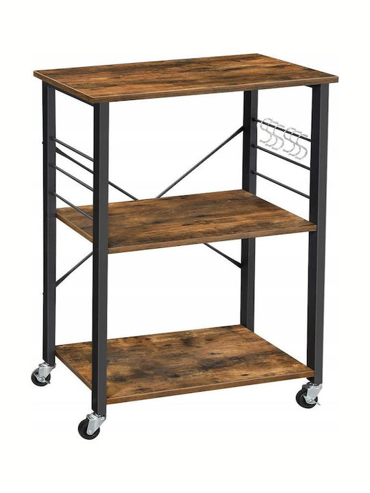 Vasagle Metallic Kitchen Trolley 3 Tiers Brown 60x40x89cm