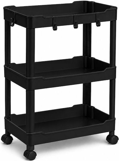 Viosarp Kitchen Trolley 3 Tiers Black 40x22x67cm