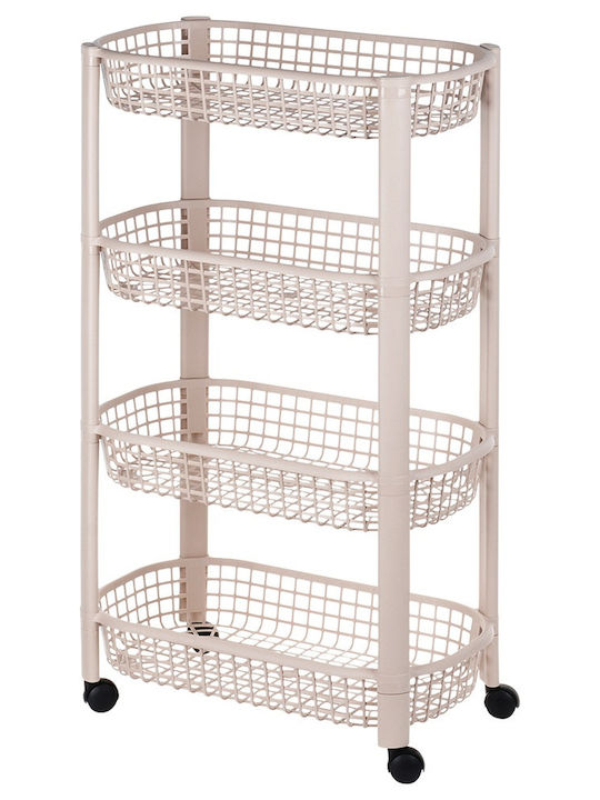 Troleu De Bucătărie Din Plastic Cu 4 Locuri Bej 46.5x25x79cm
