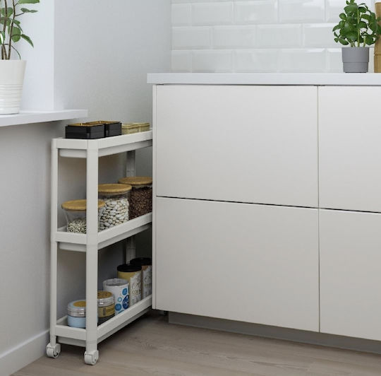 Viosarp Kitchen Trolley 3 Tiers White 54x18x68cm