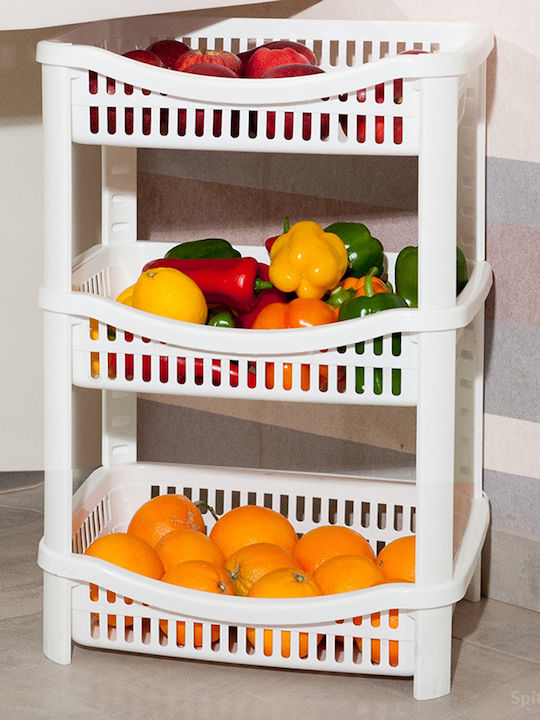Viomes Kitchen Cart Plastic 3 Tiers White 41x31.5x57cm