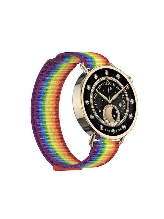 Λουράκι Xiaomi Watch S4 41mm Quick Release Two Section Braided Nylon Loop Magic Tape Rainbow