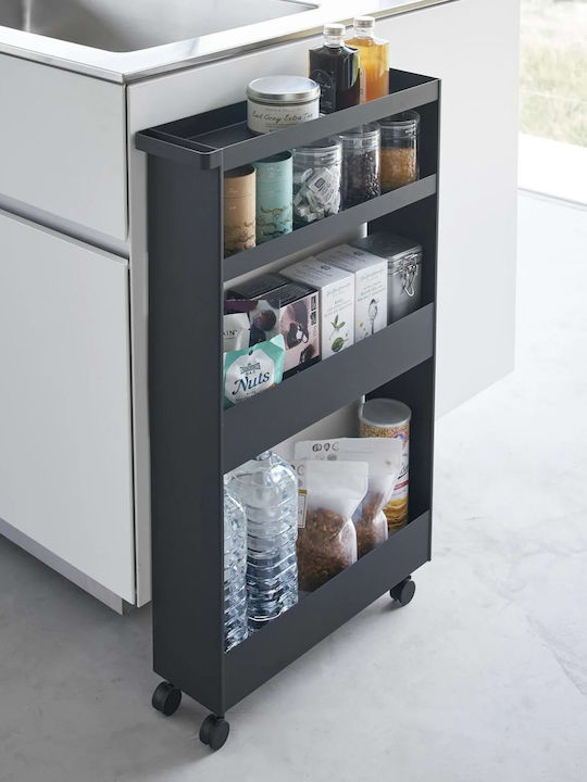 Yamazaki Metallisches Küchenwagen Mit 4 Ebenen Schwarz 48x13x80,5cm