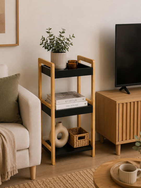MRShome Кухненски Стелаж Дървен 3 Позиции Бежов 33x33x80см