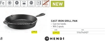 Tigaie Grătar din Fontă Diametru 250 mm Hendi 629925