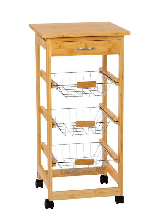 Andrea House Kitchen Rack Made of Stainless Steel 3 Tiers Brown 37x37x77cm