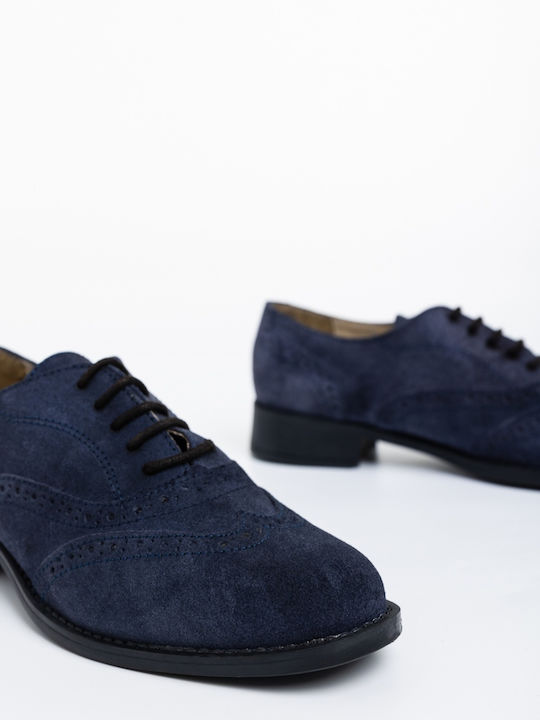 Suede Γυναικεία Oxfords σε Μπλε Χρώμα