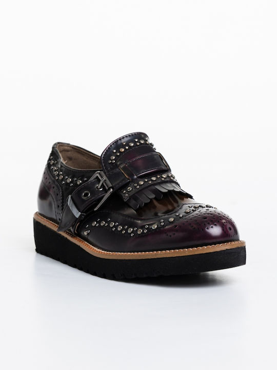 Mocasini Copii Din Piele Burgundy