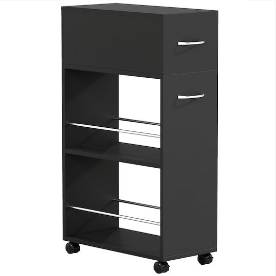 HomCom Τρόλεϊ Ξύλινο Μαύρο 801-240V00BK