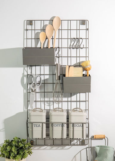Living Επιτοίχιο Ράφι Μεταλλικό 39.5x13x80εκ. Γκρι