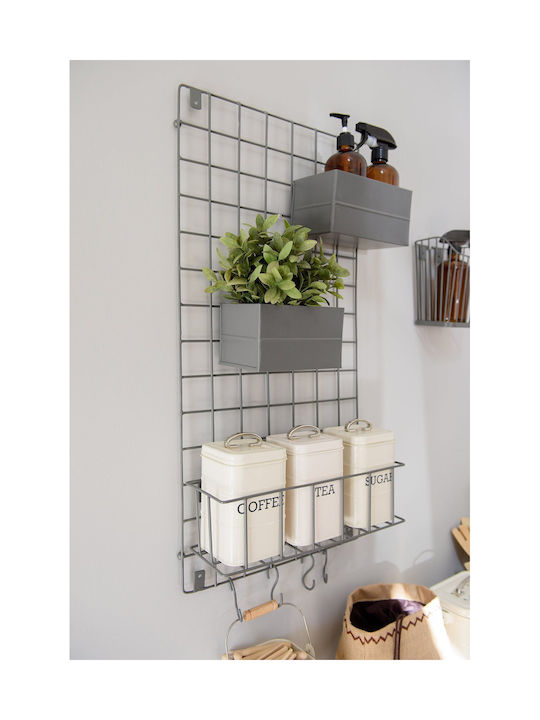 Living Wandmontiertes Metallregal 39,5x13x80cm Grau