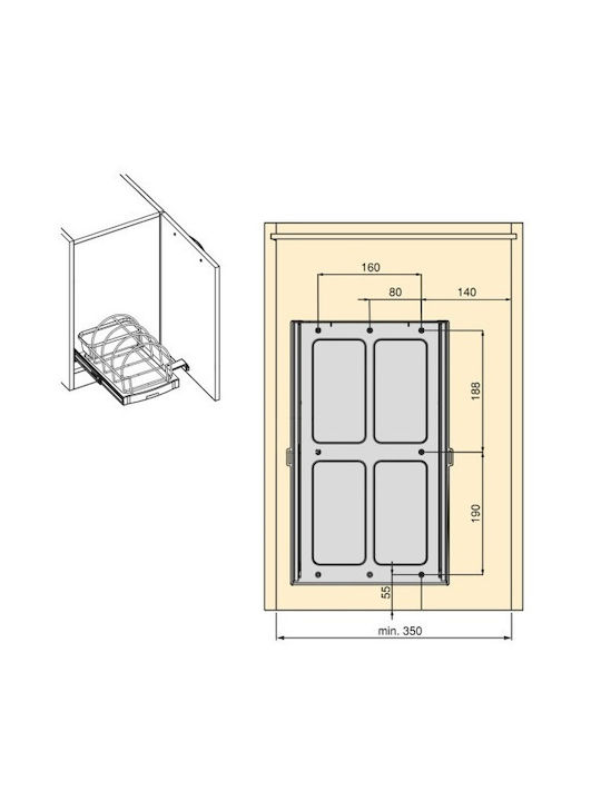Emuca Επιτραπέζια Βάση Πλαστική 43x26x24.5εκ. Γκρι