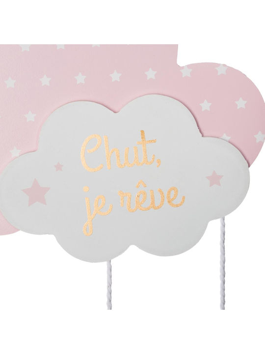 Click Kids Room Decorative Mobile Cloud Pink made of Wood Cloud 24x57cm