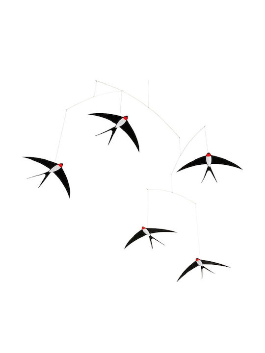 Flensted Mobiles Kids Room Decorative Mobile Gray Flying Swallows 53x70cm