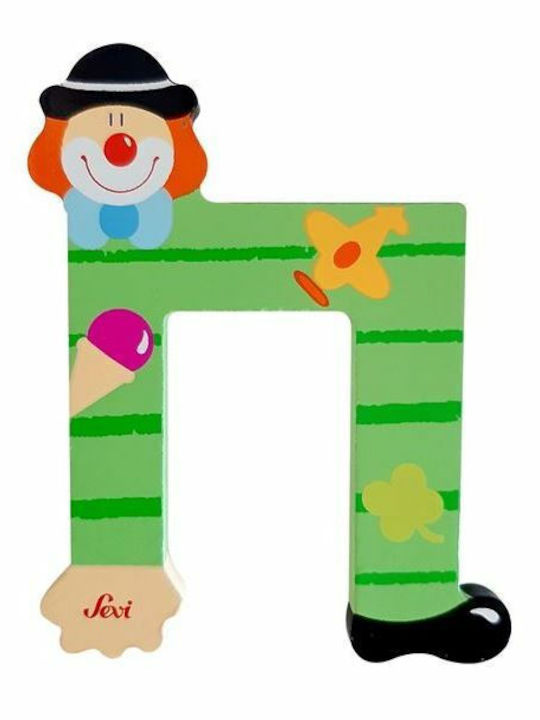 Sevi Bebe Decorative Letter Purple made of Wood Clown Π 7x0.5x9εκ.