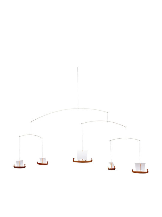 Flensted Mobiles Kinder Dekoratives Zimmermobil Weiß aus Holz Antike Schiffe 28x63cm
