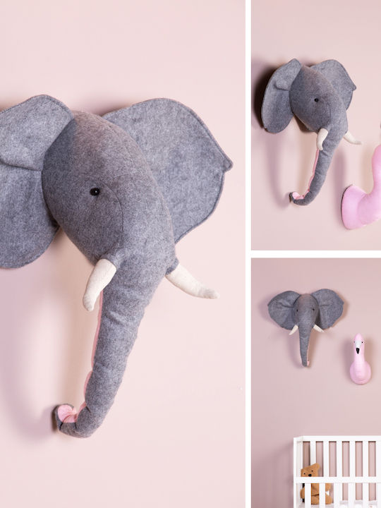 Childhome Cap de Animal Decorativ pentru Copii Animale Gri din Țesătură Elefant 53x15x48εκ.