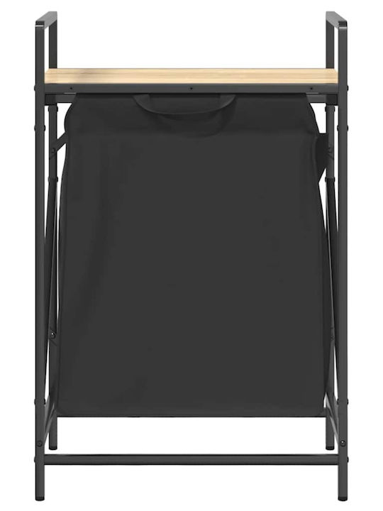 vidaXL Laundry Basket Wooden with Lid Black