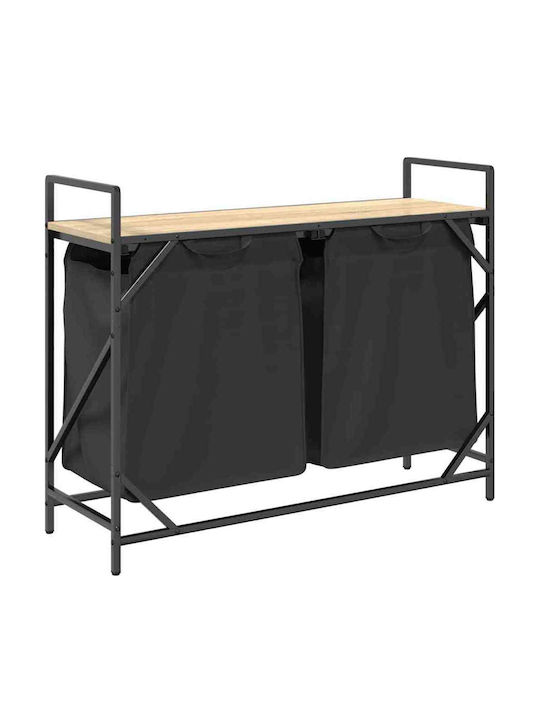 vidaXL Wooden Laundry Basket with Lid Black