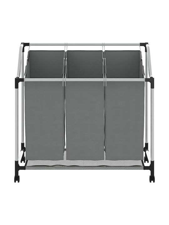 vidaXL Laundry Basket Plastic with Lid Gray