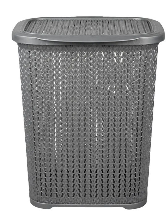 Sidirela Lace Laundry Basket Plastic 55lt with Cap 44x35x56cm Gray