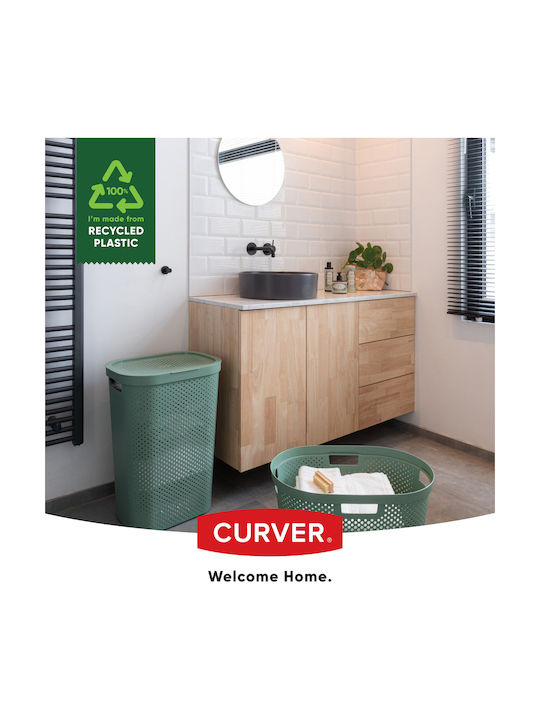 Curver Infinity Plastic Laundry Basket 60lt with Lid 44x60x60cm Green