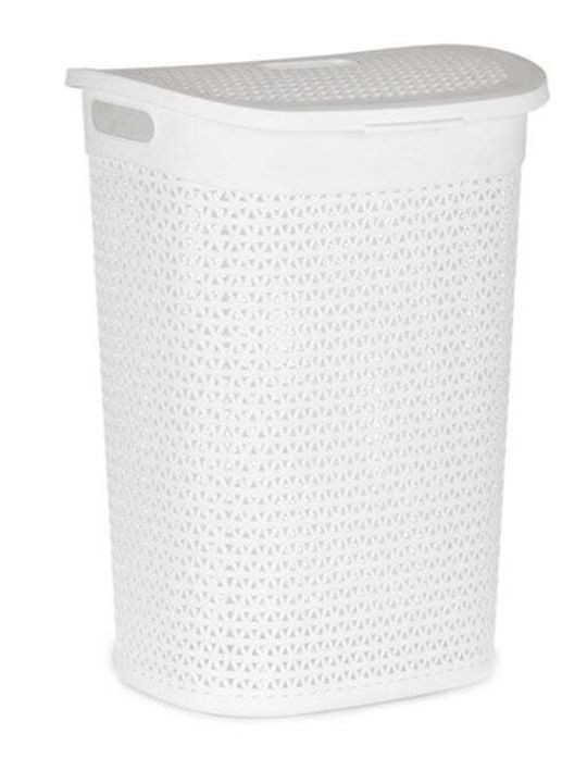 BigBuy Coș De Rufe Din Plastic 60lt Cu Capac 44x57x34,5cm Alb