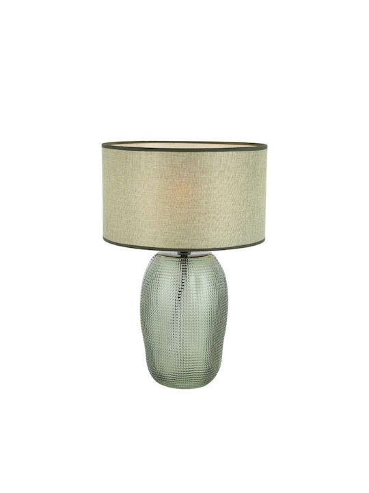Viokef Tischlampe mit Beige Schirm und Grün Basis