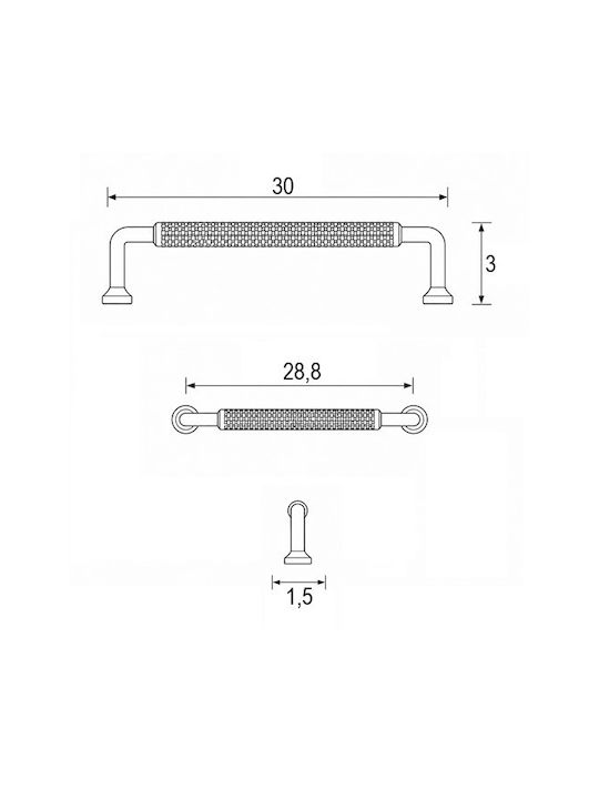 Sc Herrajes Furniture Handle from Metallic Bronze with Hole Centers 288mm