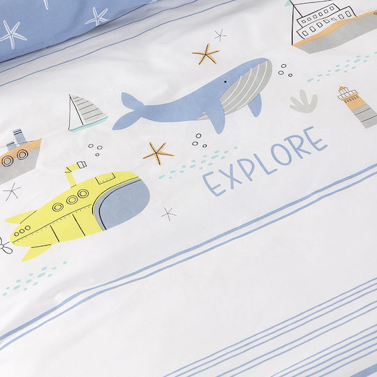 Nima Сет Единични Спални Комплекти с Ластик Памучни Sea Adventure 170x255cm 3 Броя