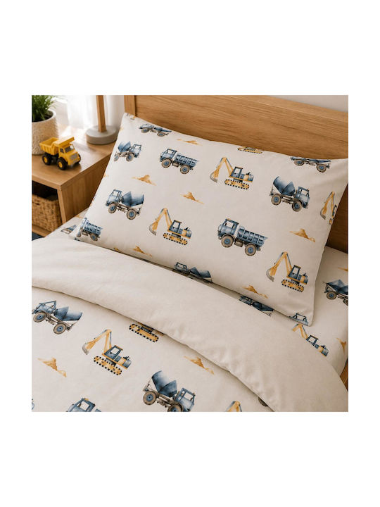 Astron Italy Set Single Sheets with Elastic Band Cotton Trucks Blue 105x200cm 2 Pieces
