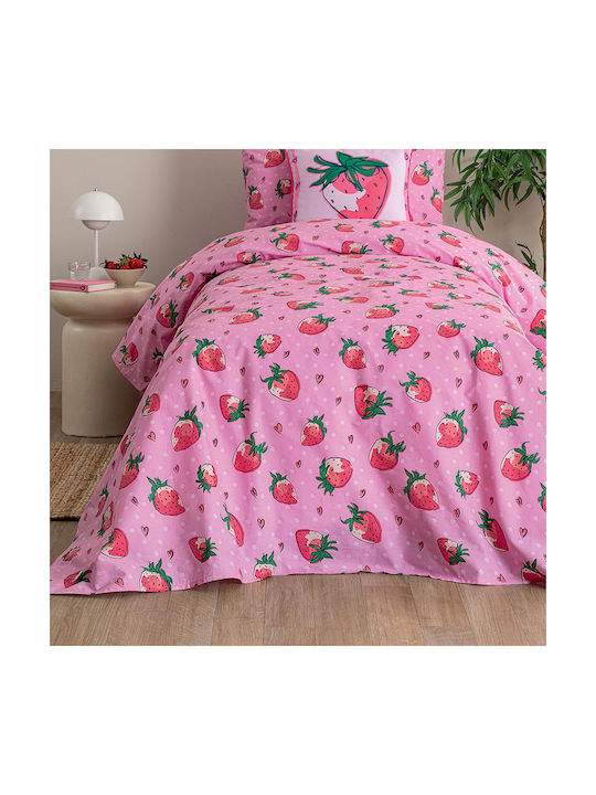 Palamaiki Σετ Σεντόνια Μονά Βαμβακερά Mk776 Ροζ 170x260cm 3τμχ
