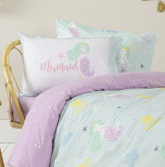 Nima Set Cearceafuri Single Bumbac Verde 170x255cm 3 Bucăți