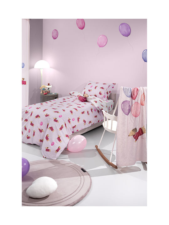 Saint Clair Set Cearceafuri Single Bumbac Fuchsia 115x170cm 3 Bucăți