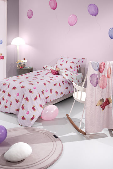 Saint Clair Σετ Σεντόνια Μονά Βαμβακερά Fuchsia 115x170cm 3τμχ