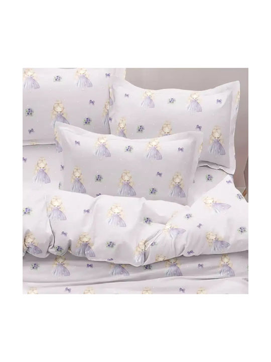 Borea Kids Sheets Set Single Cotton Lily Lilac 160x250cm 3 Pieces