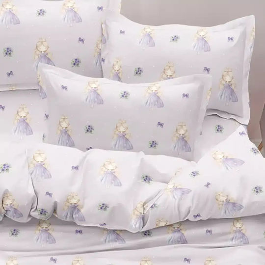 Borea Kids Sheets Set Single Cotton Lily Lilac 160x250cm 3 Pieces