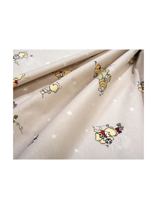 Dimcol Single Cotton Sheet Set Bear's Playtime 592 Beige 160x240cm 3pcs