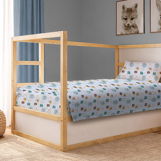 Dimcol Set Kinderbettlaken Baumwoll Mehrfarbig Big Cats 28 Hell Aqua 160x240cm 3 Stück