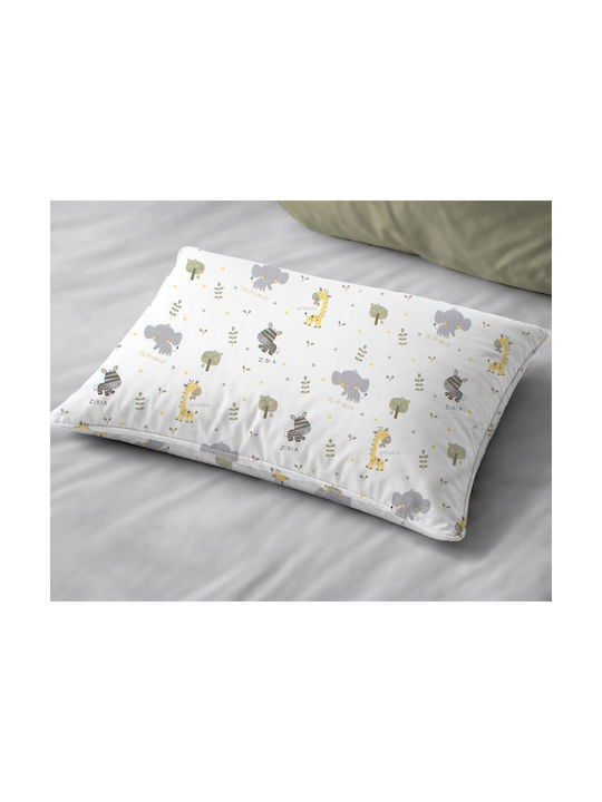 Dimcol Single Cotton Sheets Set Happy Safari 713 White-Grey 160x240cm 3 Pieces